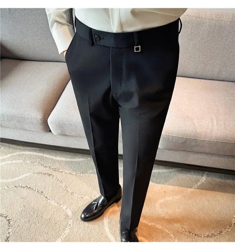 Pantaloni Da Uomo 2026 Primavera Slim Fit Eleganti Elasticizzati Tinta Unita Business Casual Pantaloni Da Ufficio