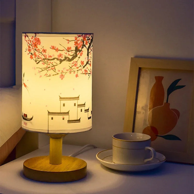 Lampada Da Tavolo Led Decorazione Scrivania Con Dimmer Spina UE Luce Notturna Per Camera Da Letto In Stile Cinese