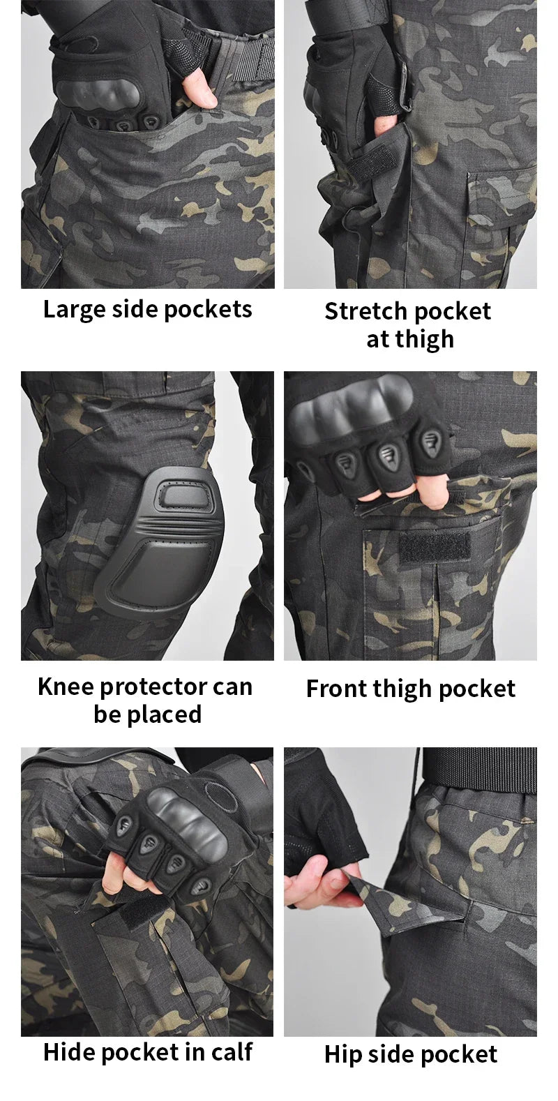 Set Uniformi Tattiche Uomo In Pile Combattimento Tuta Caccia Multicam Mimetica All Aperto Pantaloni Cargo Softair
