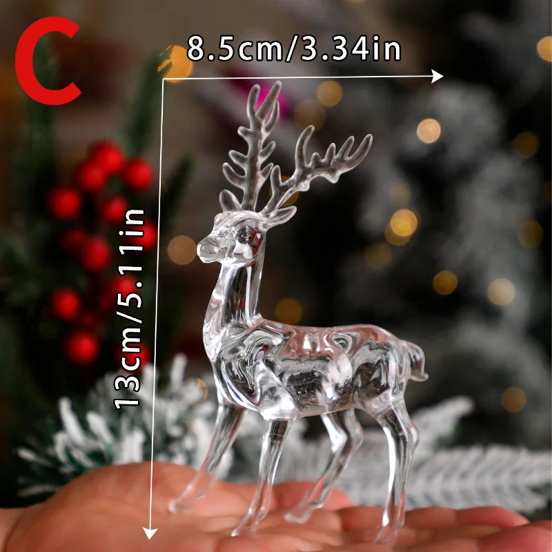 Figurina di Cervo in Plastica Trasparente Renna Ornamentale per Tavolo Decorazione Natalizia Scrivania Esposizione