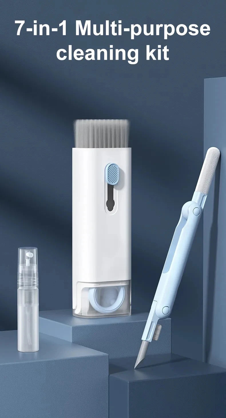 Kit 7 In 1 Spazzola Per Pulizia Tastiera Computer Auricolari Detergente Estrattore Copritasti