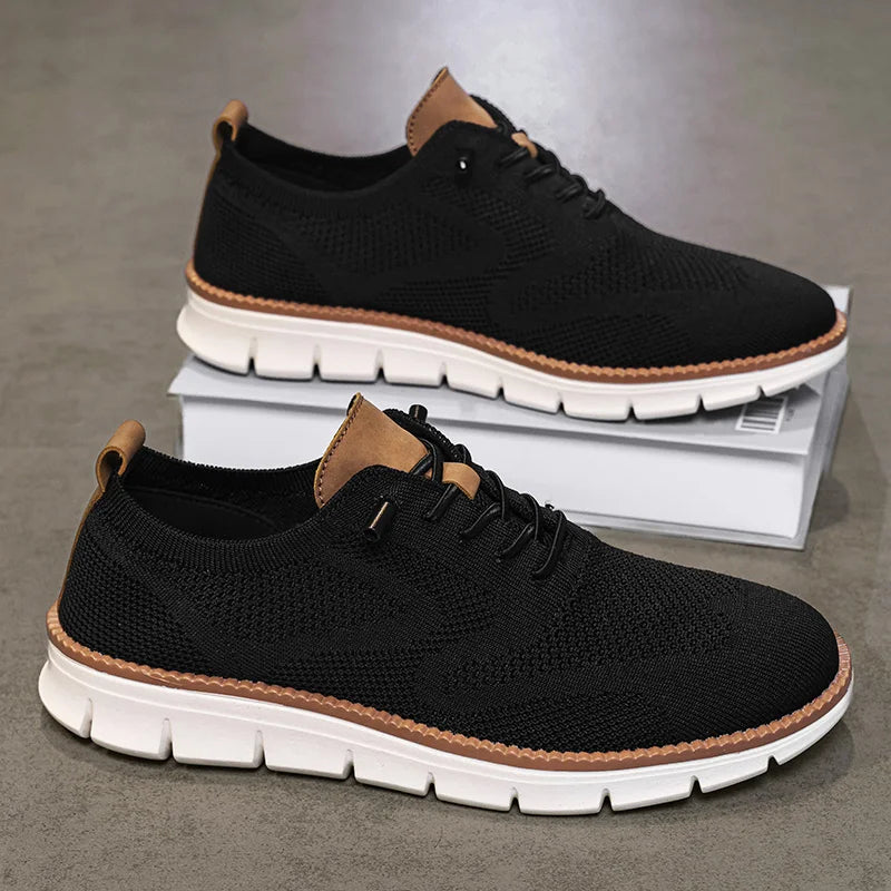 Scarpe Casual Uomo Traspiranti Brogue Classiche Ammortizzazione Design A Blocchi Colore Sneakers Eleganti Leggere