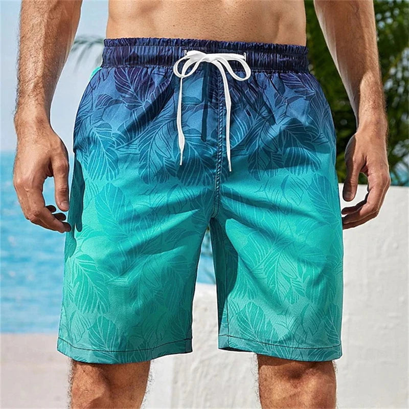 Pantaloncini Da Surf Oversize Per Uomo Con Stampa 3D Di Piante Tropicali E Coulisse Costumi Da Bagno Spiaggia