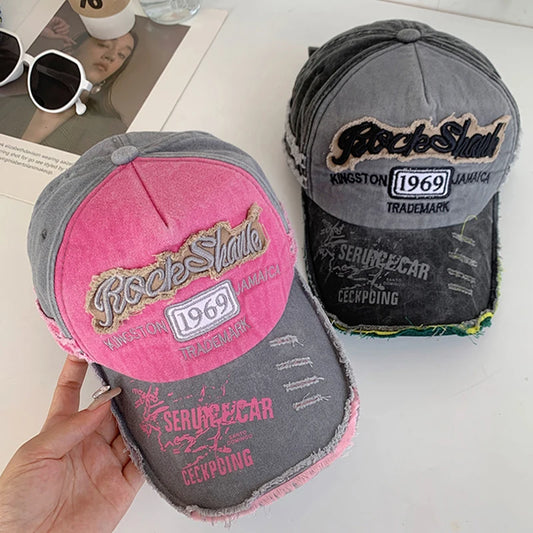 Berretto Da Baseball Con Ricamo A Lettera Retrò Primavera Estate Unisex Snapback Regolabile In Cotone Streetwear Hip Hop