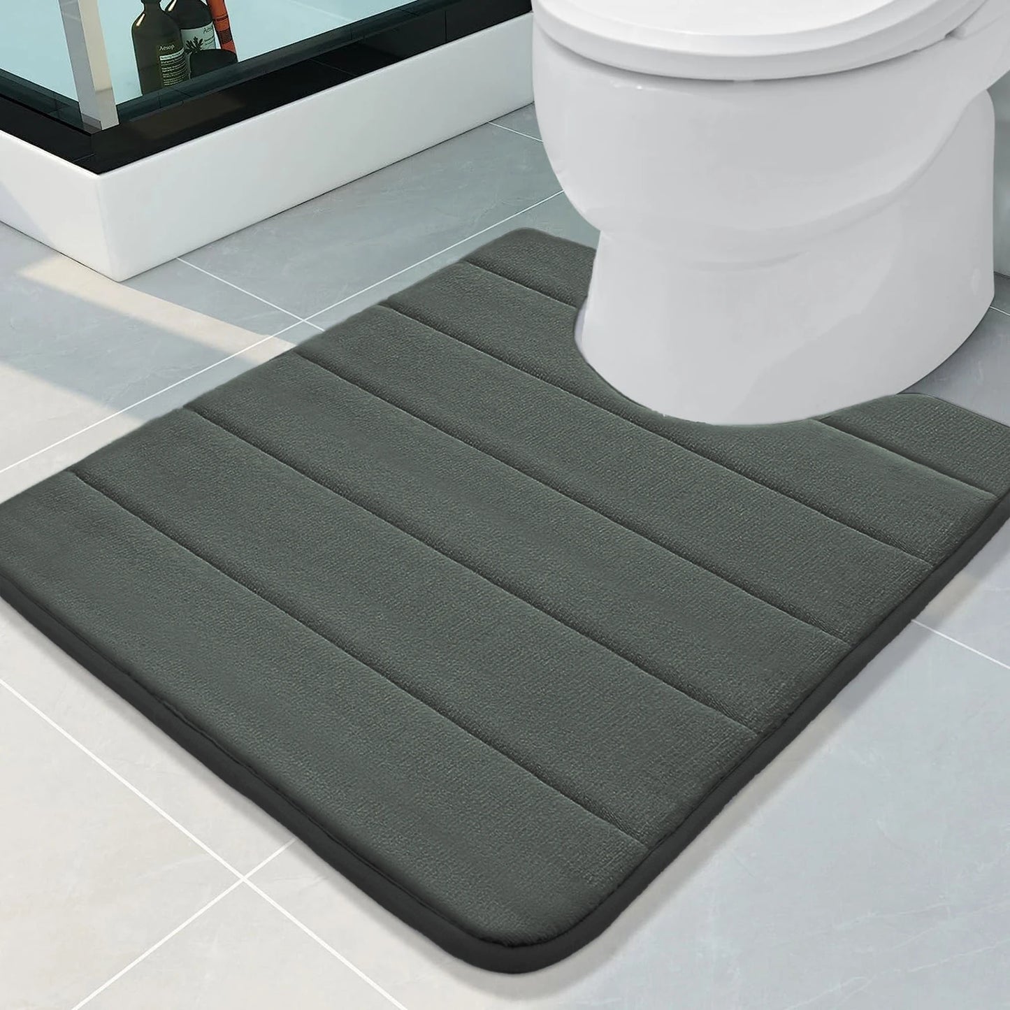 Tappetino Da Bagno A Forma Di U 50x60 Cm Memory Foam Assorbente Antiscivolo Per Pavimento Del Bagno