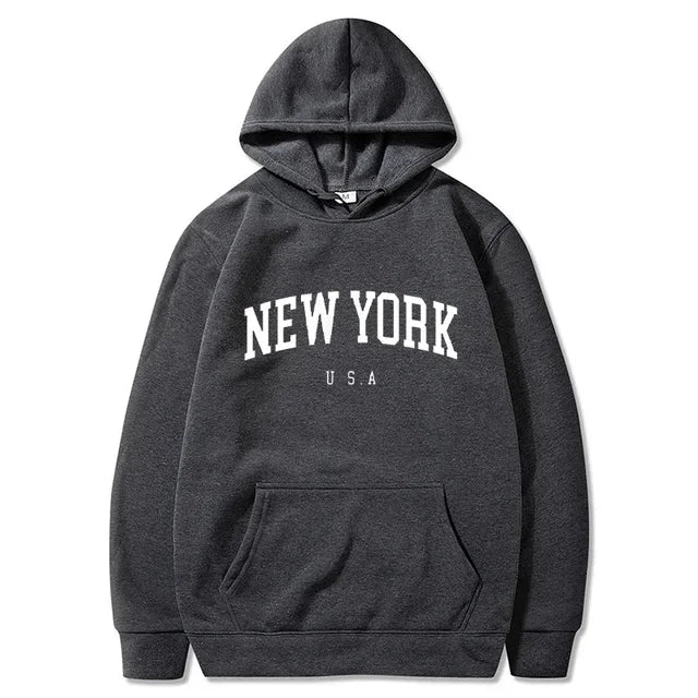 Felpe Con Cappuccio Uomo Donna New York City Stampe Lettere Grafica Casual Harajuku Pullover Abbigliamento Sportivo