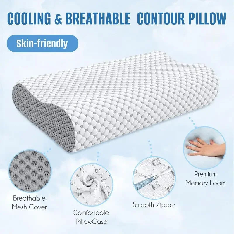 Cuscino Cervicale In Memory Foam Per Sollievo Dolore Collo Spalle Adatto A Dormire Su Laterale Retro E Addome