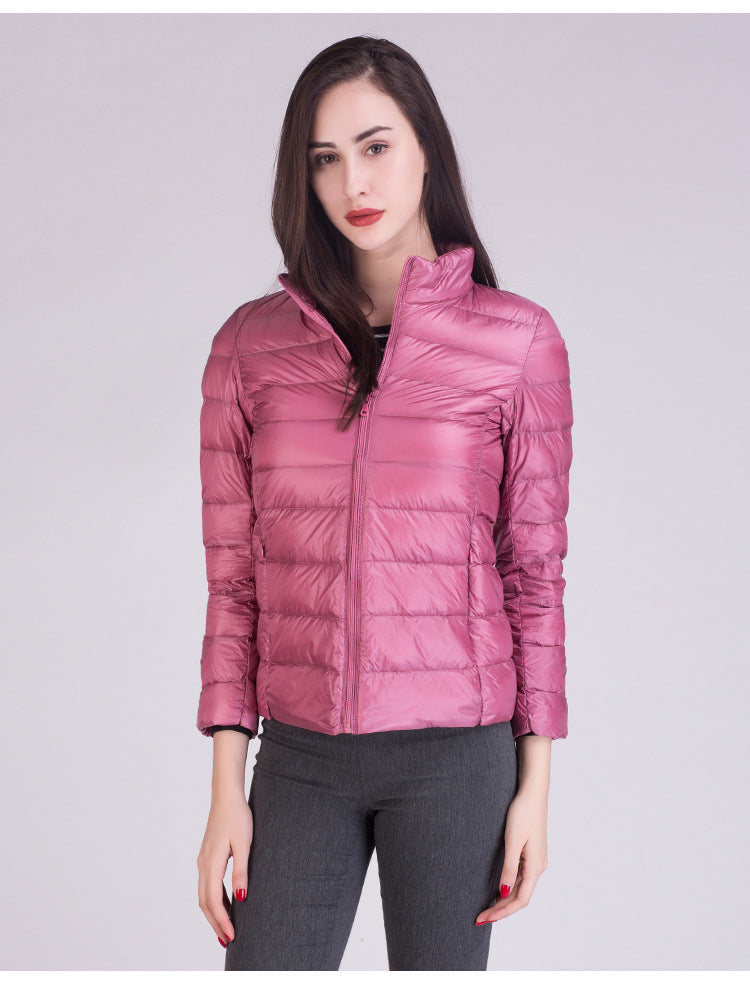 Cappotto Imbottito Femminile Ultraleggero Ripiegabile Collo Alla Coreana Slim Fit Da Ufficio 2023 Nuovi Arrivi