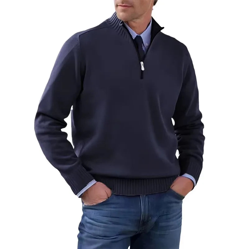Pullover da Uomo con Zip a Quarter Zip Dolcevita Collo Lupetto Maglione Maniche Lunghe Streetwear Autunno Inverno