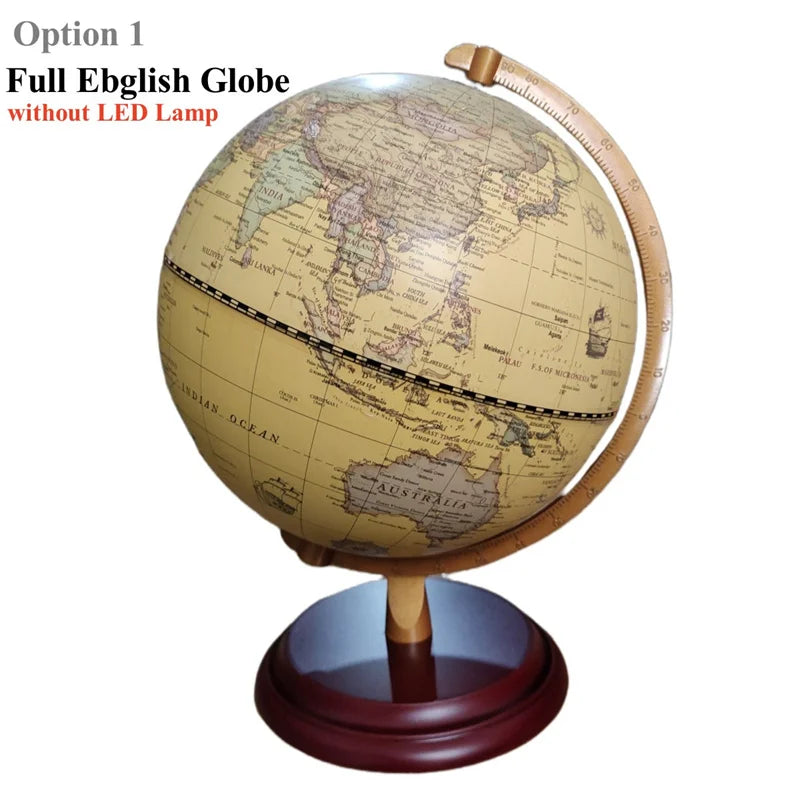 Globo Terrestre 20cm LED Con Base In Legno Di Sequoia Globo Del Mondo Inglese E Cinese HD Stampato 360 Gradi