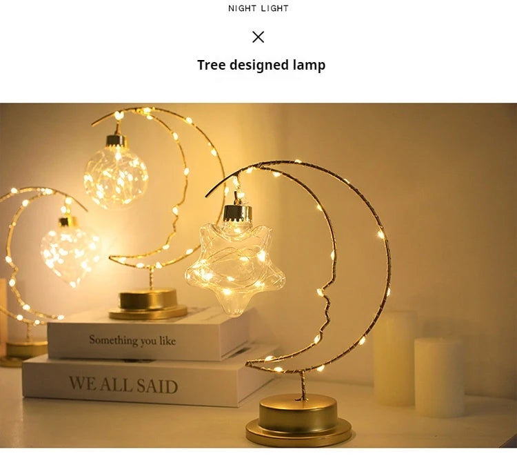 Luce LED a Forma di Luna Stella Lampada Da Notte Ferro Decorazione Interni Per Camerette Regalo Ideale