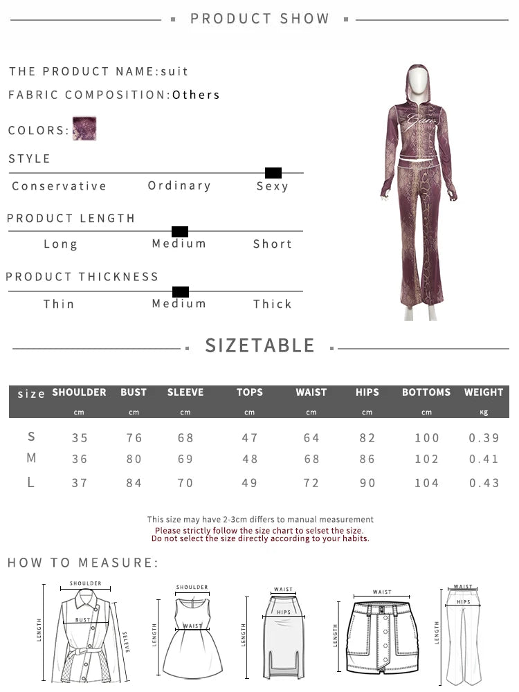 Sisterlinda Tuta Donna 2 Pezzi Patchwork Serpente Stampa Zip Giacca E Pantaloni Abbinati Streetwear Casual