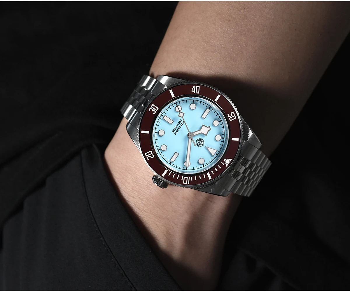 San Martin Orologio 40mm BB Diver Smaltato Quadrante Enamel Blu Lusso NH35 Automatico 200m SN0128