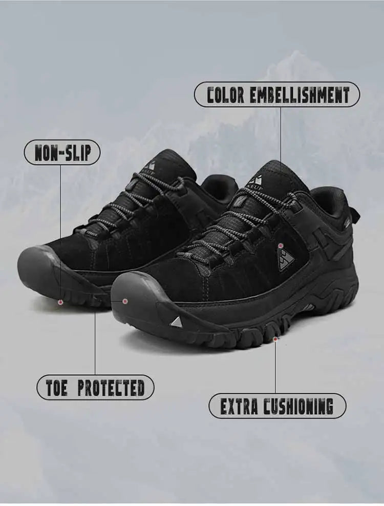 HikeUp Scarpe Da Trekking Uomo In Pelle Resistente Alta Qualità Con Suola In Gomma Per Esterni