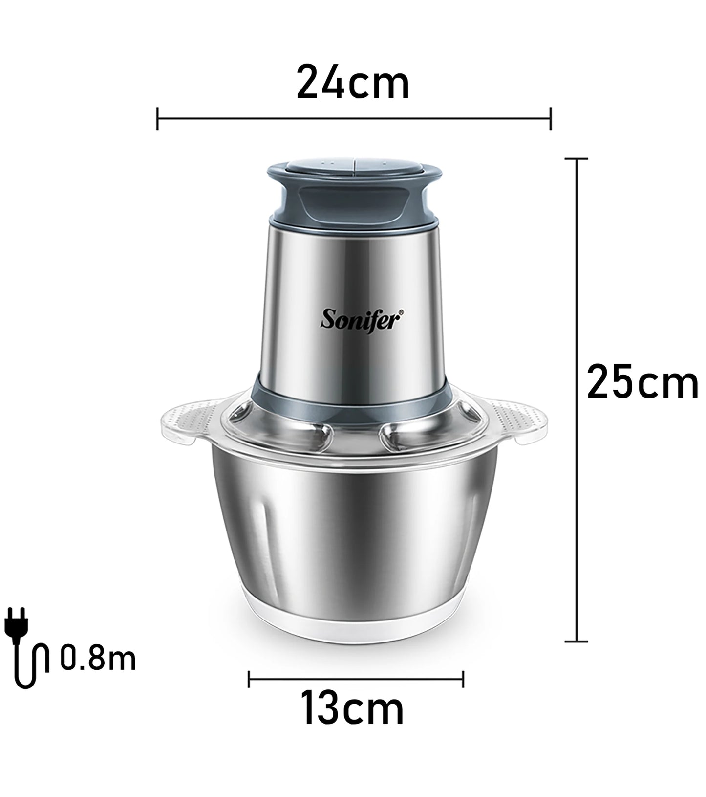 Tritatutto Elettrico 2 Velocità In Acciaio Inossidabile Tritacarne Robot Da Cucina Con Affettatrice E Frullino Per Uova