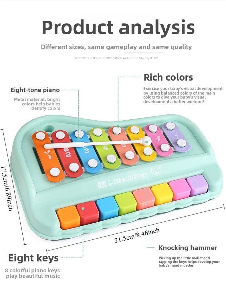 Xilofono Pianoforte 8 Note Giocattolo Musicale Educativo 2 In 1 Con Mazze Per Neonati Strumento Montessori Per Bambini