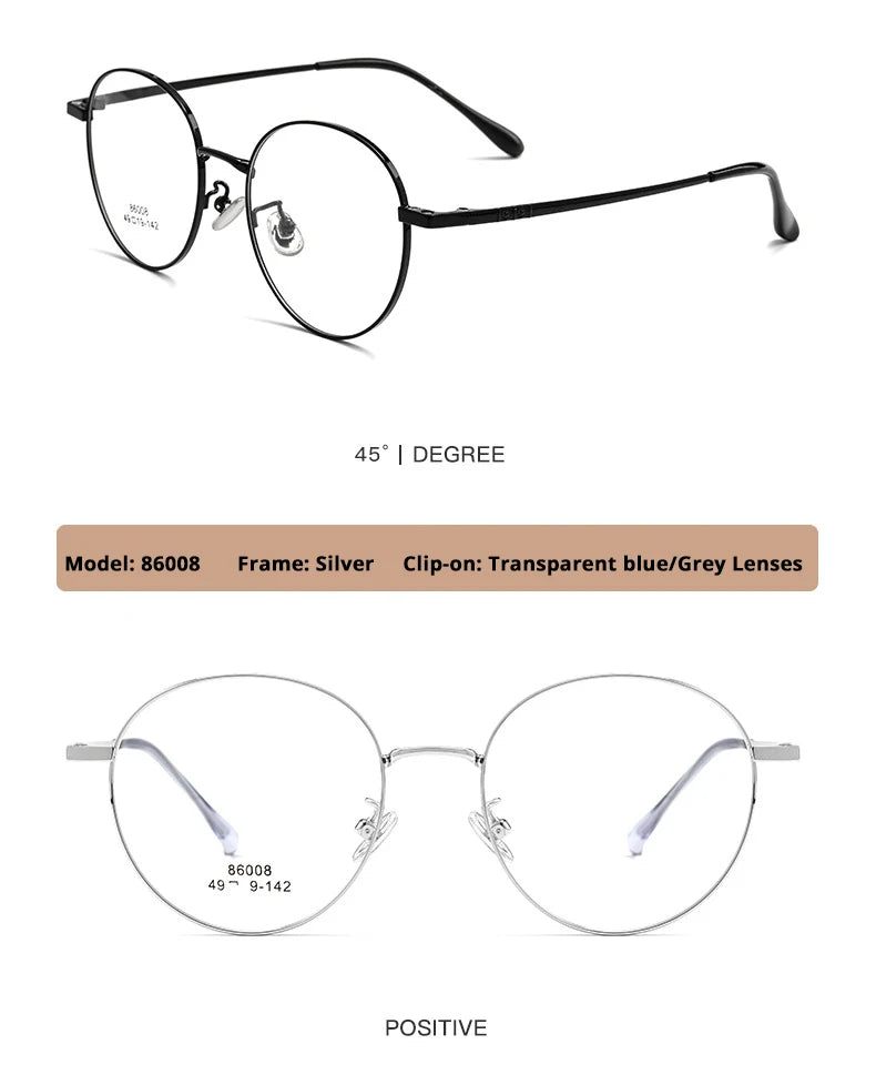 Occhiali Da Sole Polarizzati Da Donna Con Clip In Titanio Montatura Rotonda Femminile