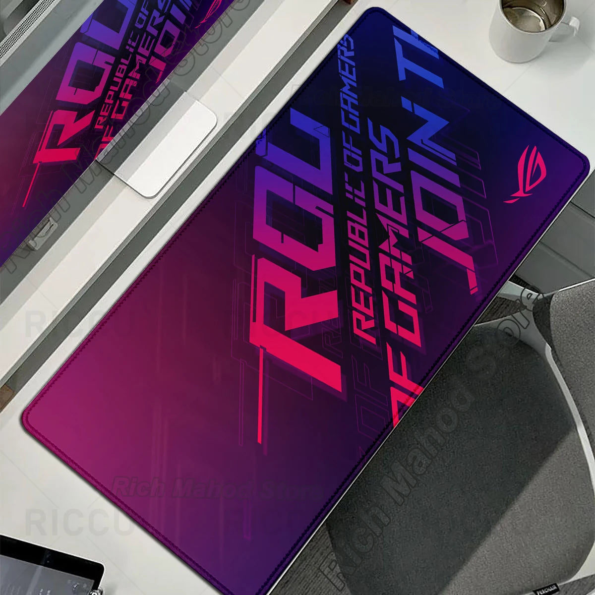 Tappetino per Mouse XXL ASUS ROG Republic Of Gamers Antiscivolo in Gomma per Scrivania da Gioco e Tastiera