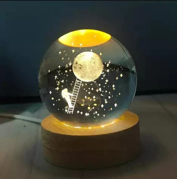 Decorazione Della Stanza Con Sfera Di Cristallo 3D E Base Led Per Luce Ambientale Nel Soggiorno