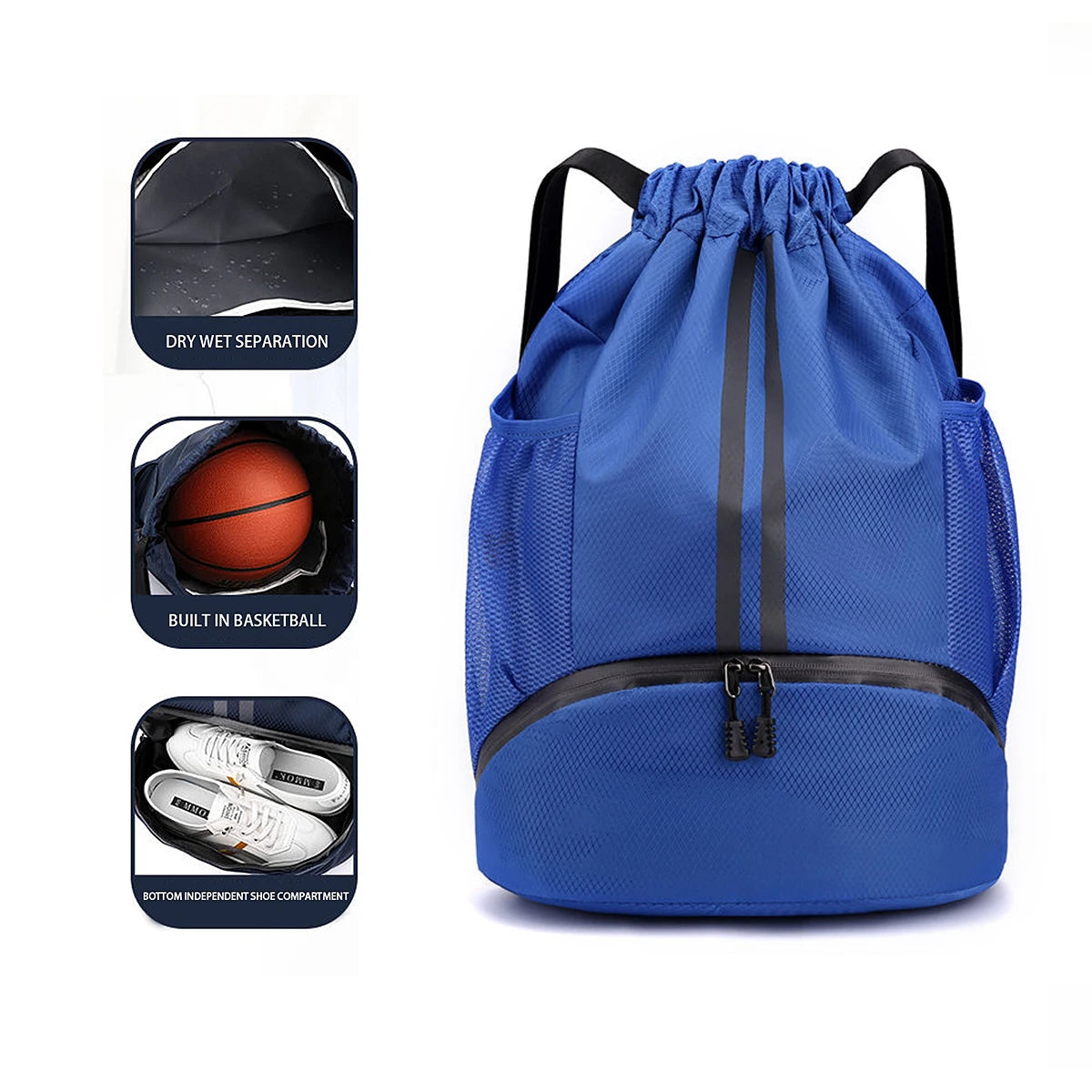 Borsa Da Sportiva Per Basket E Nuoto Con Compartimento Asciutto E Bagnato Da 20 A 35 Litri Per Allenamento