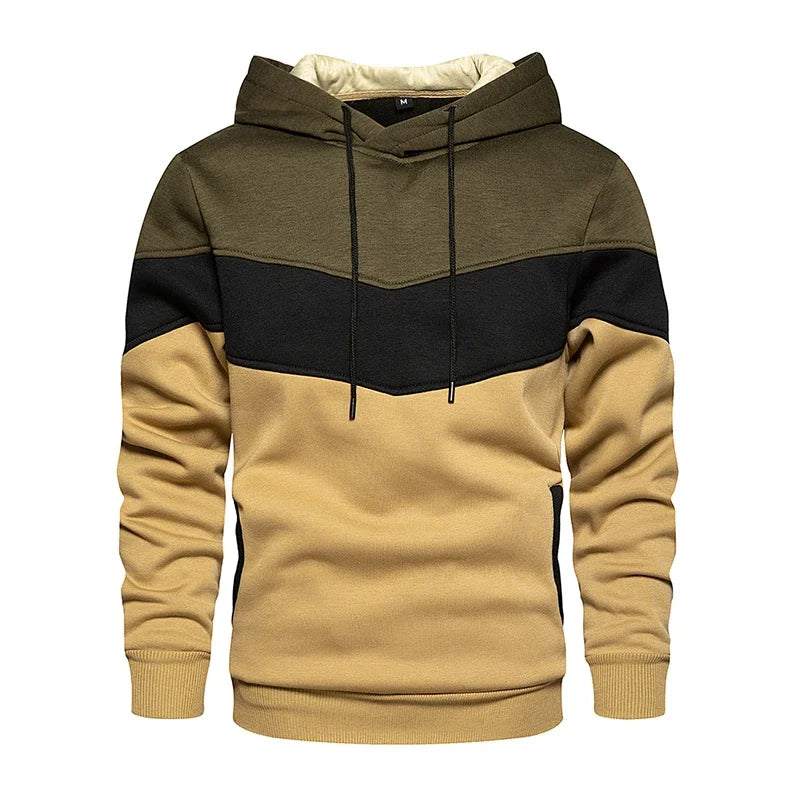 Felpa Patchwork Con Cappuccio Uomo Abbigliamento Casual Ampio Pile Caldo Streetwear Autunno Inverno Sportivo