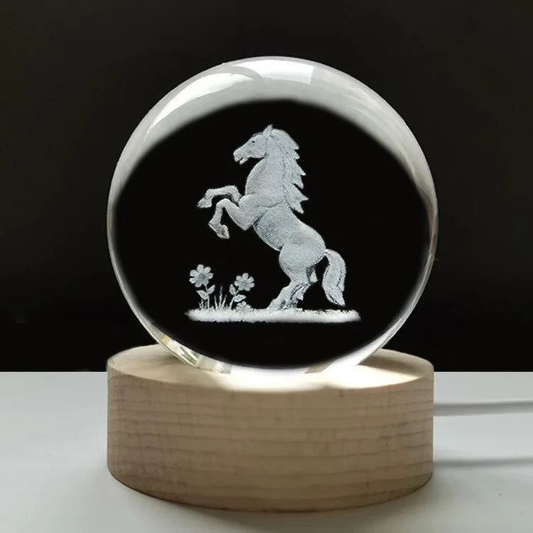 Decorazione Della Stanza Con Sfera Di Cristallo 3D E Base Led Per Luce Ambientale Nel Soggiorno