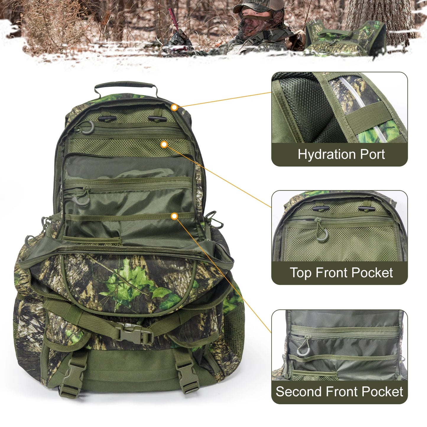 WestTune Zaino Tattico Da Uomo Impermeabile 35 Litri Per Caccia Campeggio All Aperto Zaino Per Fucile Arco Pistola