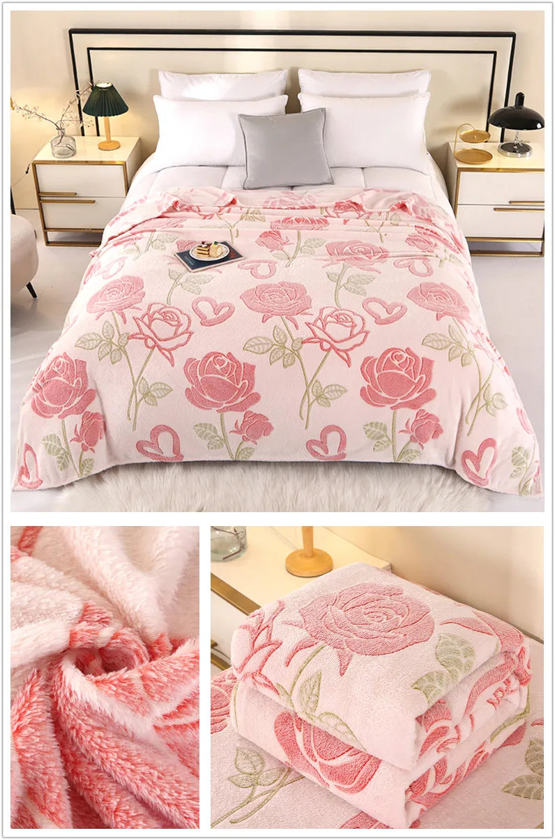 Bonenjoy 1 Pezzo Coperta In Pile Floreale Rettangolare Per Divano E Casa Morbida Calda Confortevole Plaid Da Viaggio
