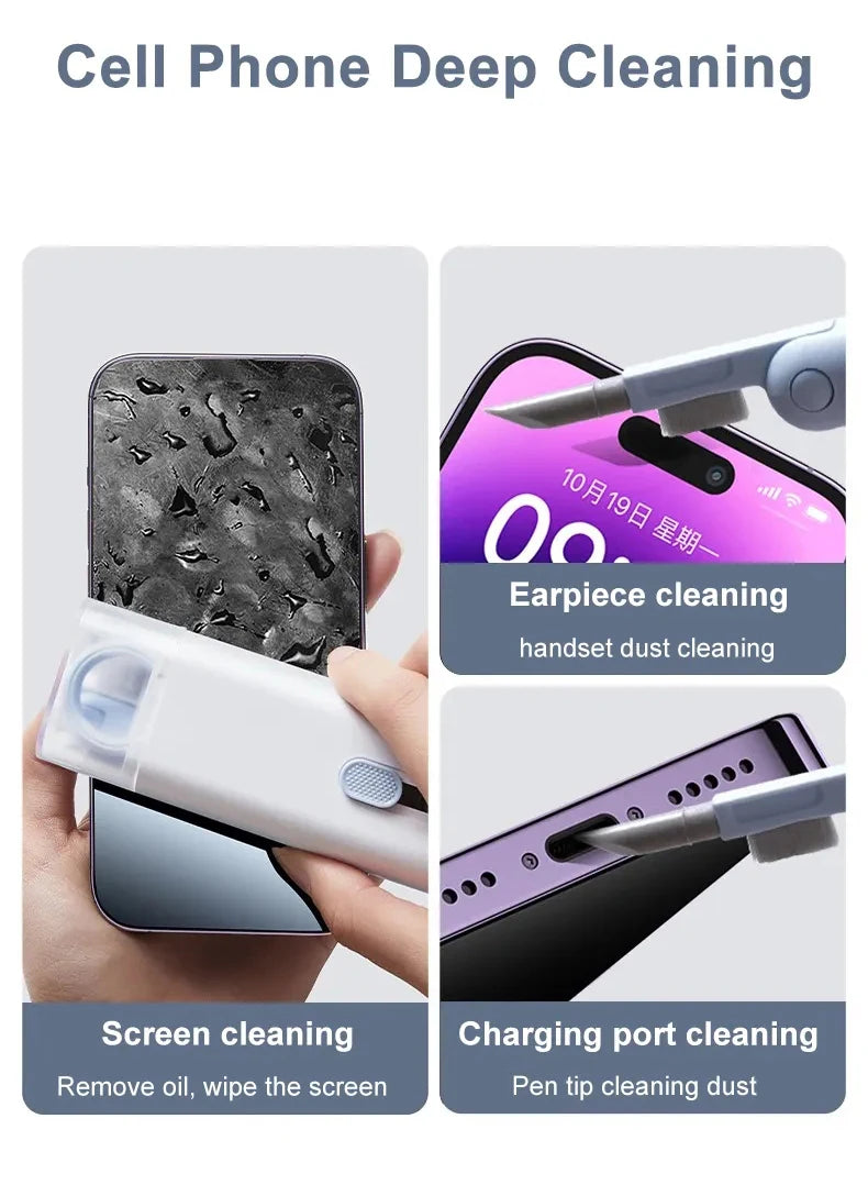 Kit 7 In 1 Spazzola Per Pulizia Tastiera Computer Auricolari Detergente Estrattore Copritasti