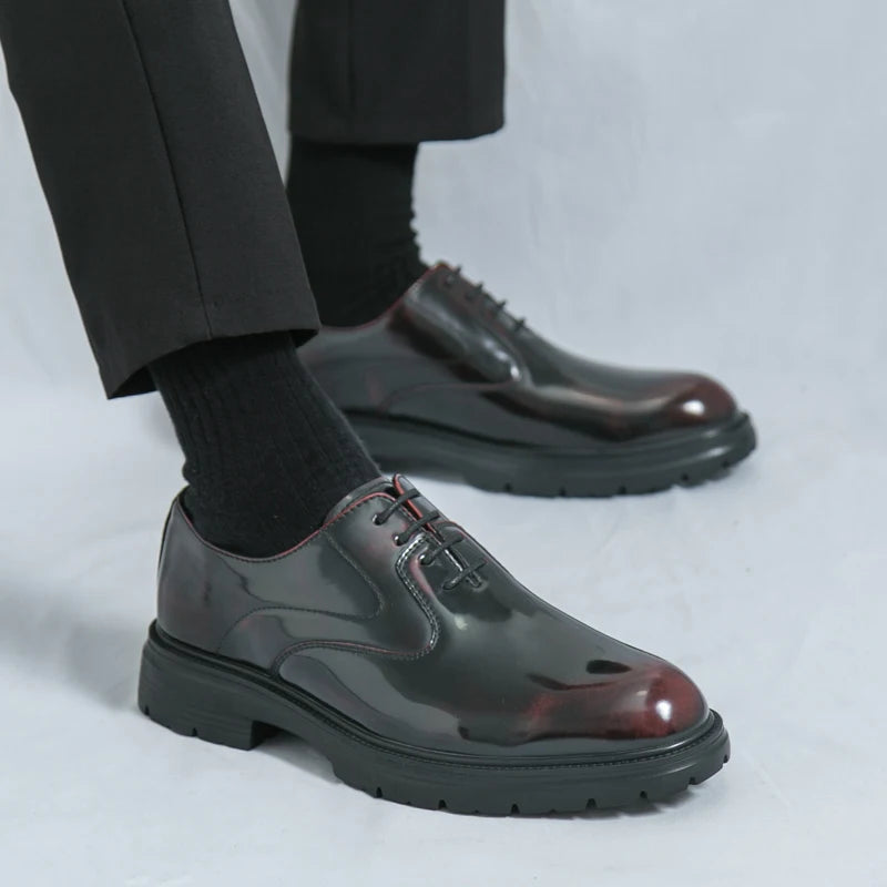 Scarpe Da Uomo In Pelle Con Suola Spessa Formali Da Lavoro Oxford Classiche Fatto A Mano Calzature Casual