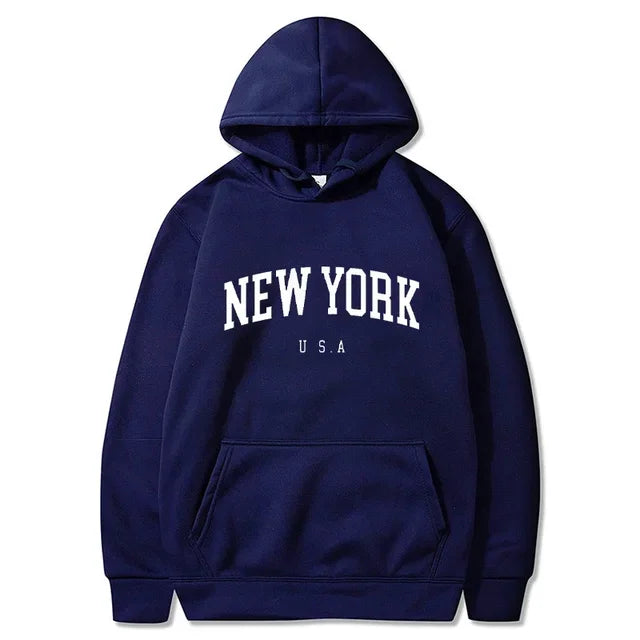 Felpe Con Cappuccio Uomo Donna New York City Stampe Lettere Grafica Casual Harajuku Pullover Abbigliamento Sportivo