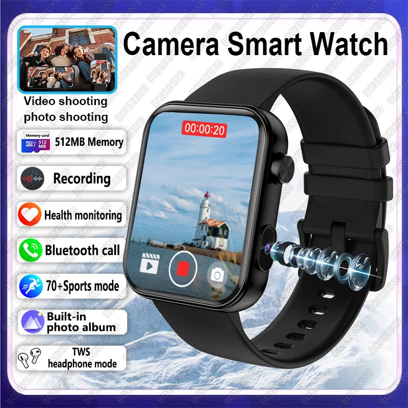 Nuovo Smartwatch Fotocamera per Uomo e Donna Registrazione Foto e Video Fitness Salute Impermeabile Chiamate Bluetooth