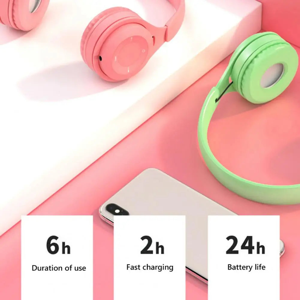Cuffie Bluetooth Senza Fili Da Gaming Con Microfono Fascia Stereo Macaron Per Tablet E Smartphone