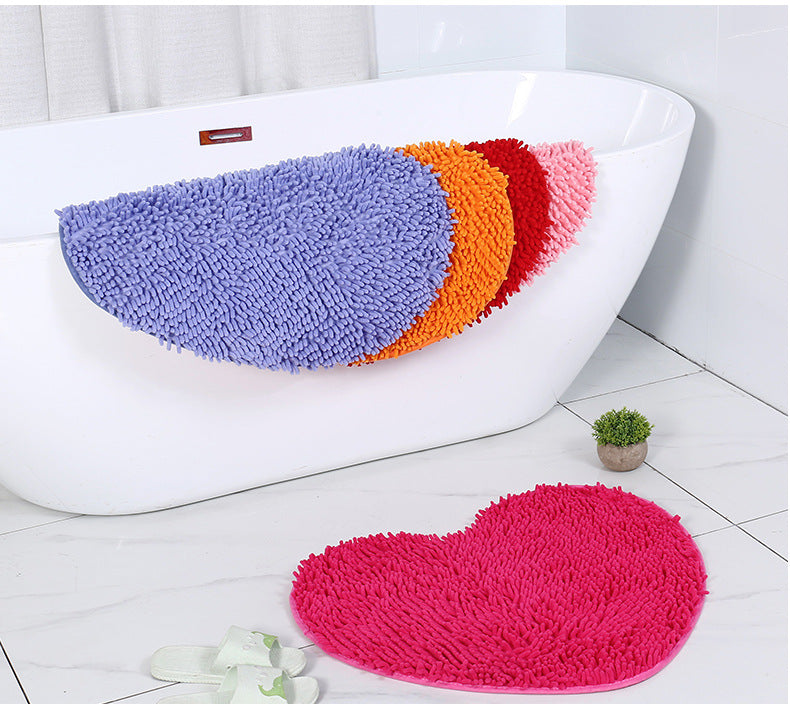 Tappetini Da Bagno Con Cuore In Ciniglia Antiscivolo Assorbente Set Da Bagno Di Lusso Spedizione Gratuita Per Casa