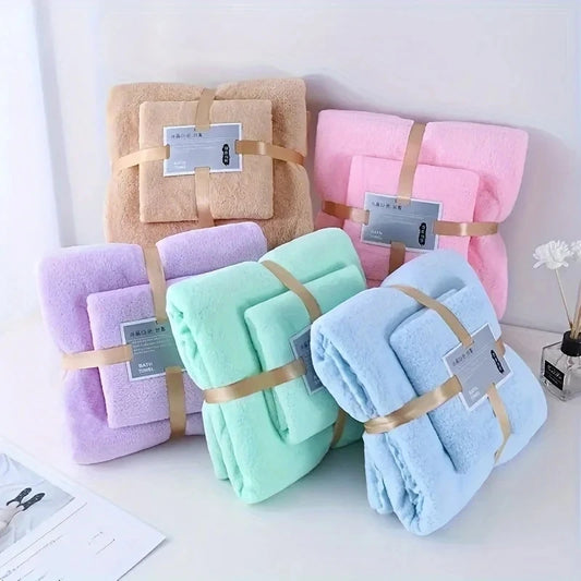 Set di asciugamani da bagno da 2 pezzi Asciugamano da bagno in velluto corallo super morbido e altamente assorbente ad asciugatura rapida per uso in hotel e spa per adulti