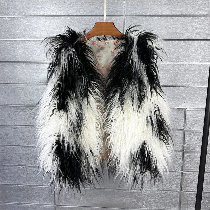 Gilet Di Pelliccia Sintetica Da Donna Lana Imitazione Caldo Senza Maniche Autunno Inverno 2025 Stile Elegante