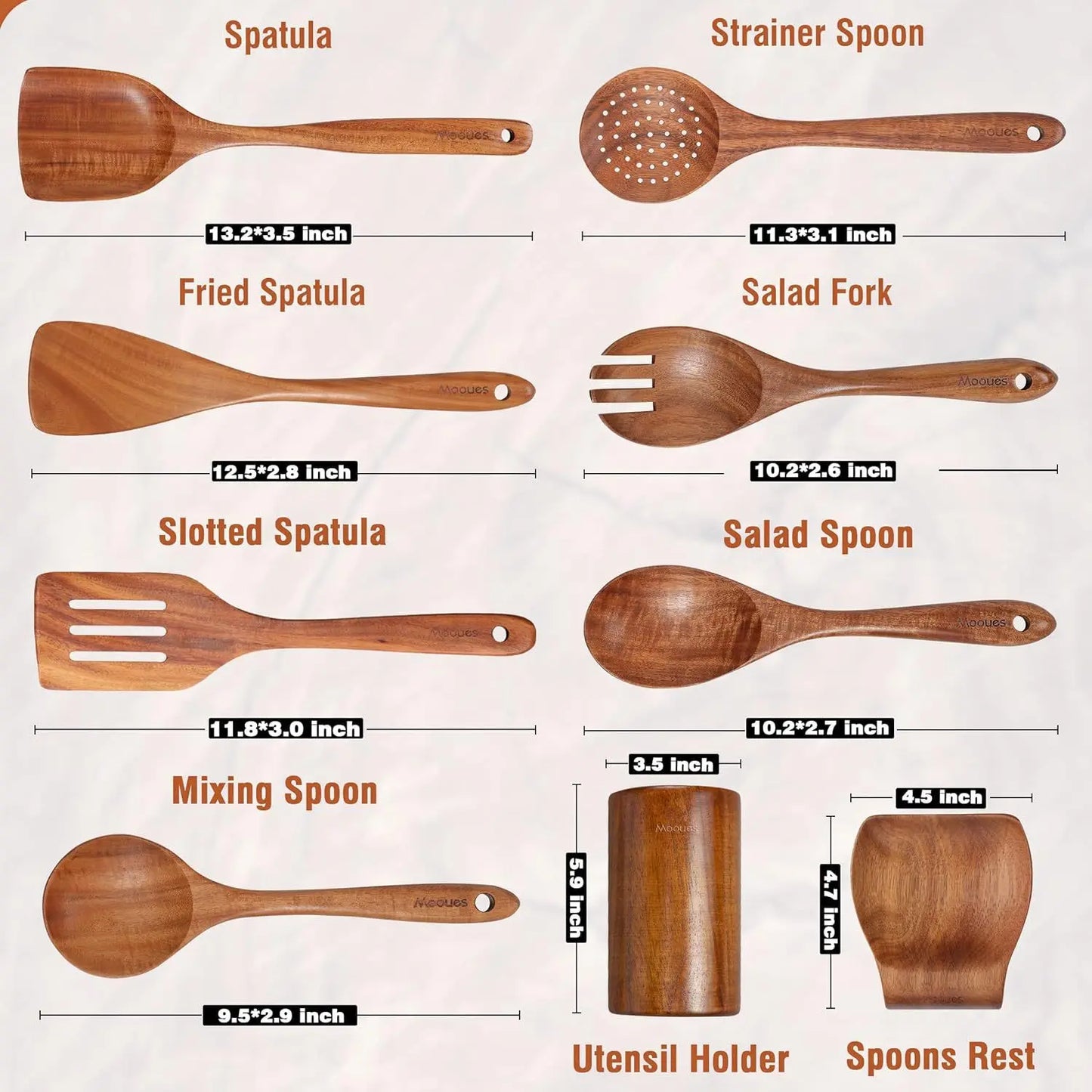 Set Utensili Da Cucina In Legno Con Portautensili 5 6 7 8 9 10 Cucchiai Ecologici