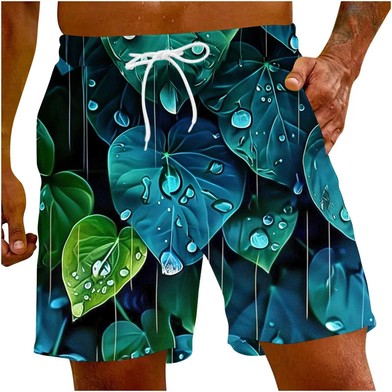Pantaloncini Da Spiaggia Da Uomo Con Grafica Palma Tropicale E Piante In 3D Surf Hawaii Oversize
