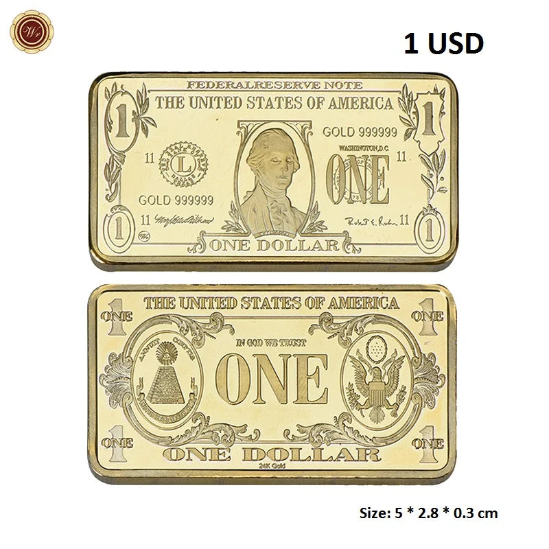 Barra Placcata Oro 24K E Argento Design Dollaro USA Moneta Souvenir Da Collezione Regalo Per Uomo