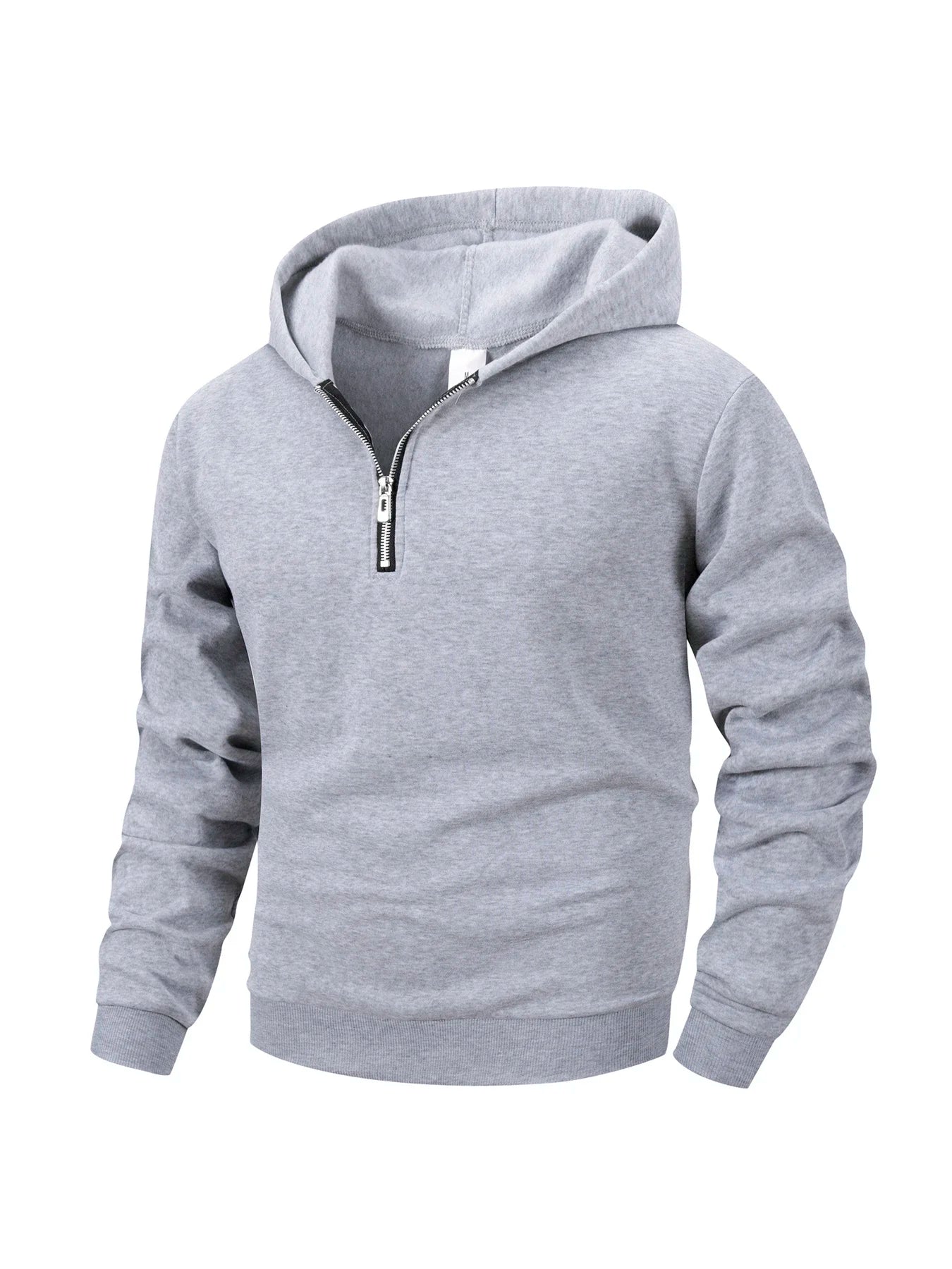 Felpa Con Cappuccio Da Uomo Casual Autunno Calda Solida Con Maniche Lunghe Mezza Cerniera Per Sport Aperto Quotidiano
