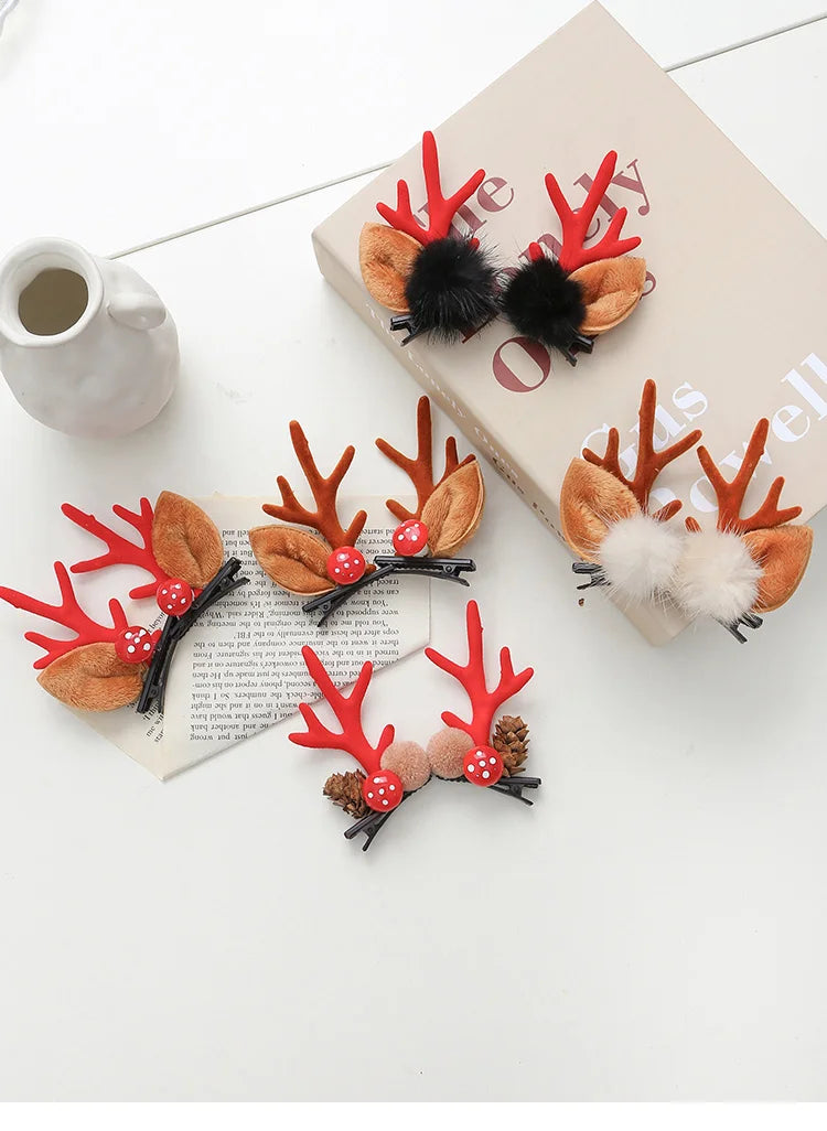 Fascia Natalizia Corna Di Renna Con Fiore Copricapo Per Capelli Per Bambini Adulti Natale Halloween Cosplay