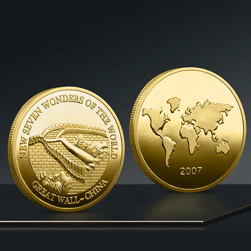 Set Di 7 Monete Placcate Oro E Argento Sette Meraviglie Del Mondo Collezione Commemorativa Viaggi