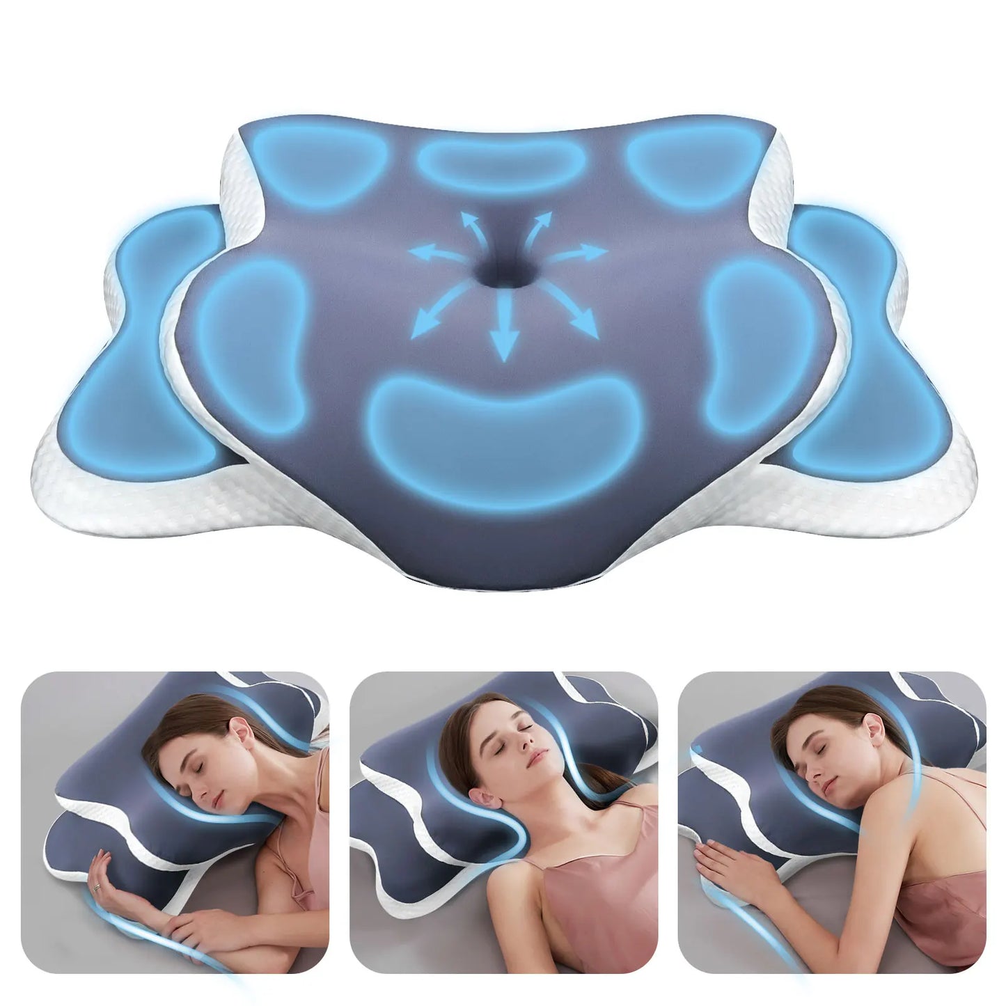 Cuscino in memory foam Cuscino cervicale Sollievo dal dolore al collo Contorno Supporto ortopedico ergonomico per il collo per regalo per il sonno dello stomaco laterale della schiena