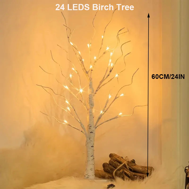 144 LED Luce per albero di betulla Bianco caldo Alimentazione a batteria USB Albero decorativo per le vacanze Natale Halloween Regalo di Pasqua