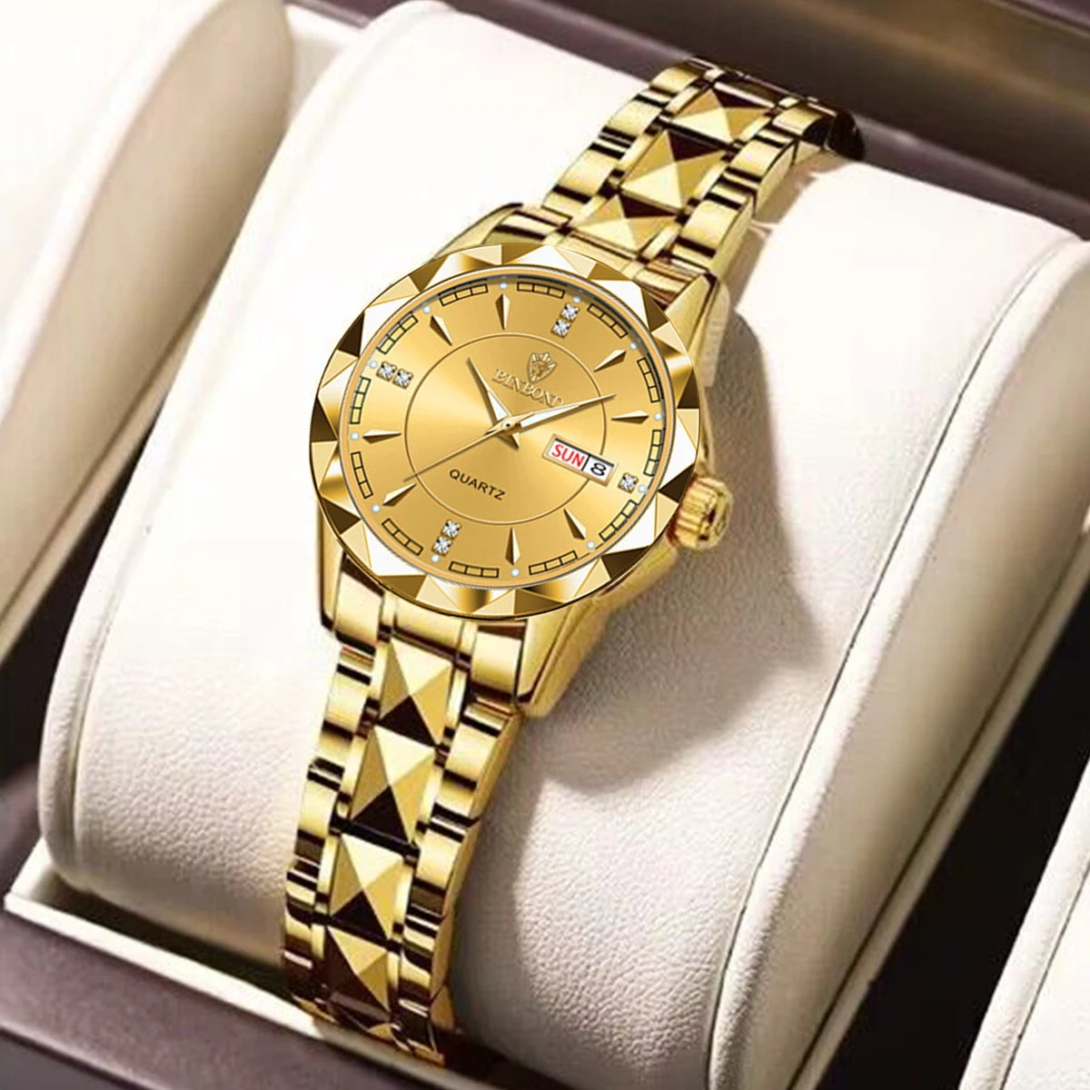 Orologio Da Donna BinBong Quarzo Di Lusso In Acciaio Inossidabile Data Luminosa Impermeabile Regalo Per Fidanzata