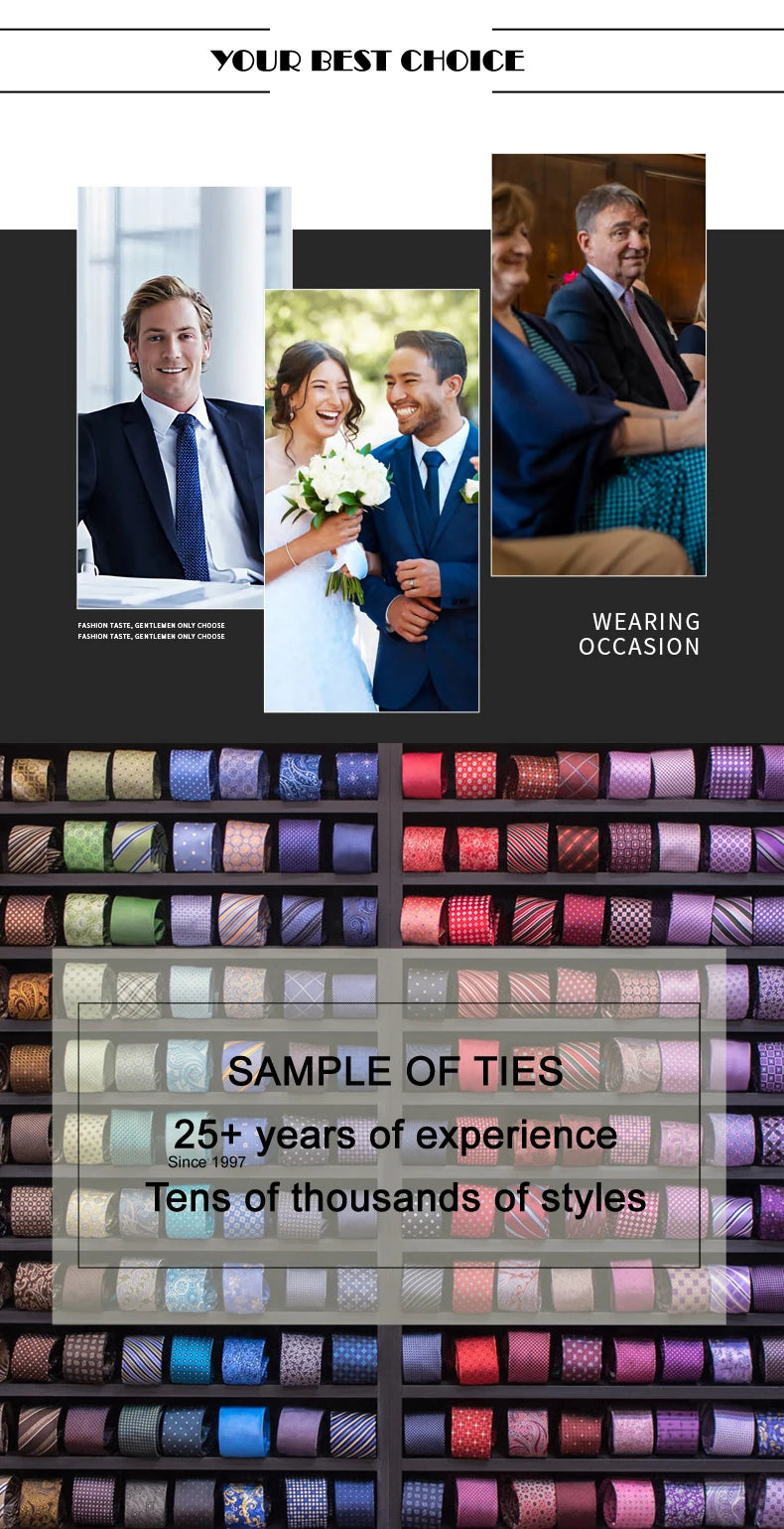 Cravatta Da Uomo 8 Cm In Poliestere Jacquard A Righe Classica Per Matrimonio E Affari Ascot YISHLINE