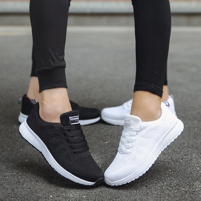 Scarpe Casual Traspiranti Da Donna Walking Mesh In Nylon Tessuto Calzature Femminili Leggere