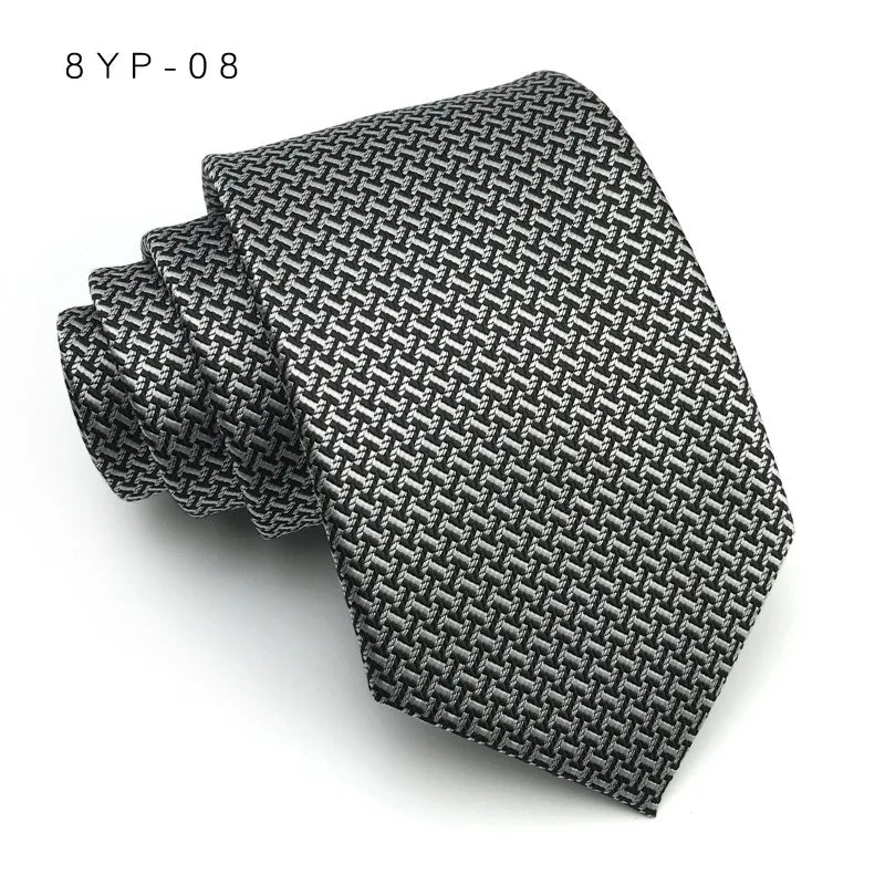 Cravatta Da Uomo 8 Cm In Poliestere Jacquard A Righe Classica Per Matrimonio E Affari Ascot YISHLINE