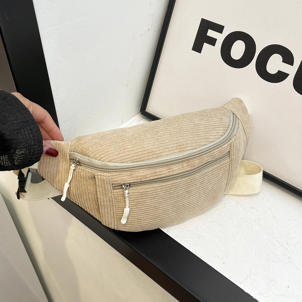 Marsupio Da Donna In Velluto A Coste Borsa A Tracolla Per Studenti Cintura Per Telefono Moda