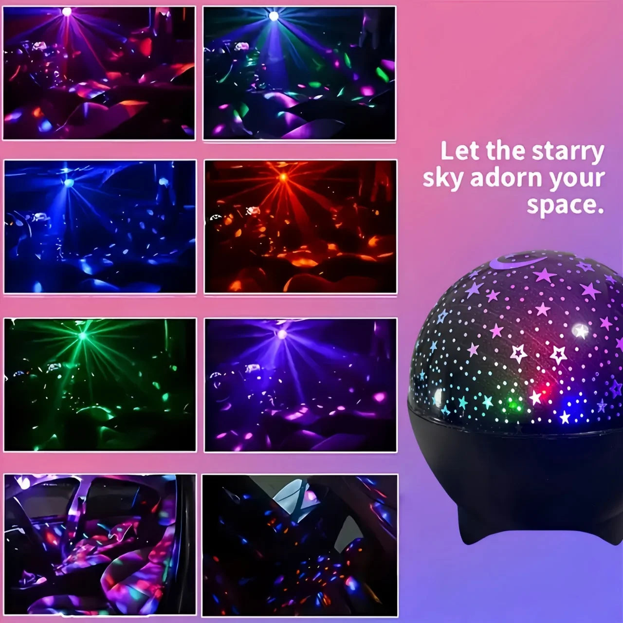 Luce notturna per bambini Proiettore stellare Rotazione di 360 gradi Cambia colore con cavo USB Lampada per l'arredamento dell'atmosfera del soffitto della camera da letto